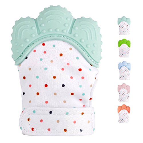 Teething Mitten for Infants, Baby Boys&Girls :: Silicone Teething Mitt Teether Gloves BPA Free :: Hombae Self-Soothing Pain Relief Mitt, Teething Toys, Ideal Baby Shower Gift (Mint Green)