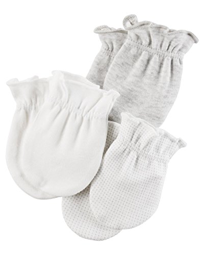 Carter's Baby 3-Pack Mittens Set,0/3Months,White/Gray