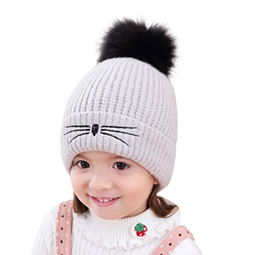 Baby Kids Winter Autumn Knitting Wool Crochet Hat Littleice Boys Girls Infant Warm Soft Hat Cap (Gray)