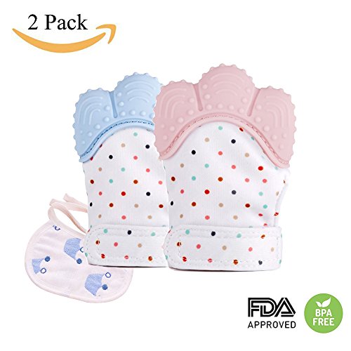 Baby Teething Mitten for Babies Soothing Pain Relief ,Silicone Teething Mitt Teether Gloves BPA Free,massage teether Mitt,teething Toys,infant for 3-12 months (2 pack)