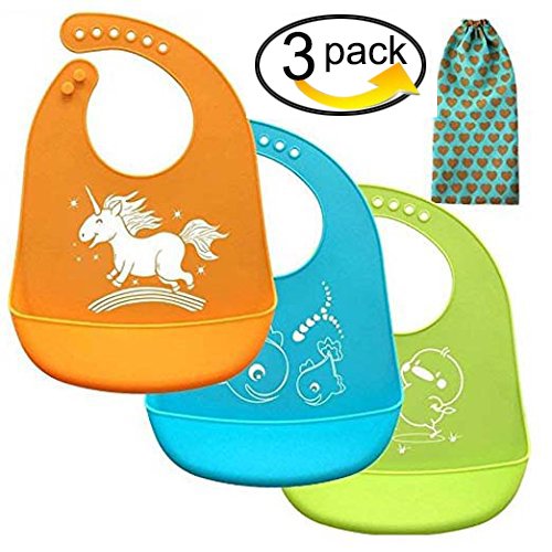 Baby bibs, Christmas Baby Gifts, Comfortable Soft Baby Bibs With Gift-Wrapping, Silicone Bibs for Newborns Infant Toddlers, Easily Wipes Clean ,Set of 3 Colors (3pcs, Silicone baby bibs)