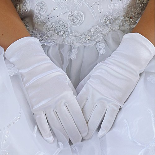 Angels Garment Baby Girls White Short Elegant Flower Girl Gloves 0-3M