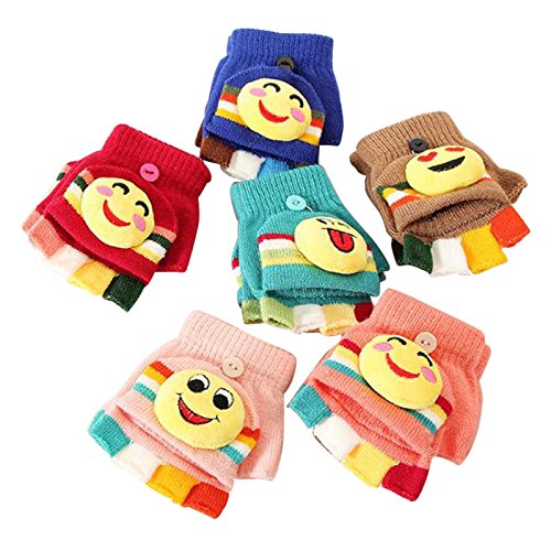 tueselesoleil Winter Baby Knit Cartoon Button Convertible Fingerless Gloves