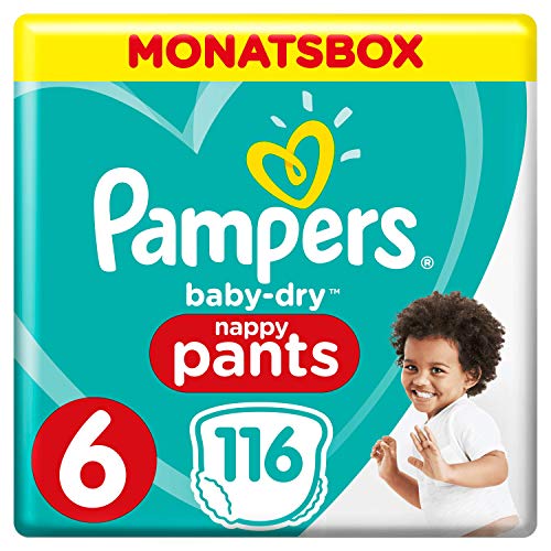 Pampers Baby-Dry 116 Windeln Pants, Größe 6, Mit Luftkanälen Monatsbox