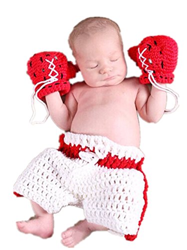 Eyourhappy Eyourhappy Baby Newborn Handmade Knitted Crochet Costume Photograph Props Boxer Glove Pants