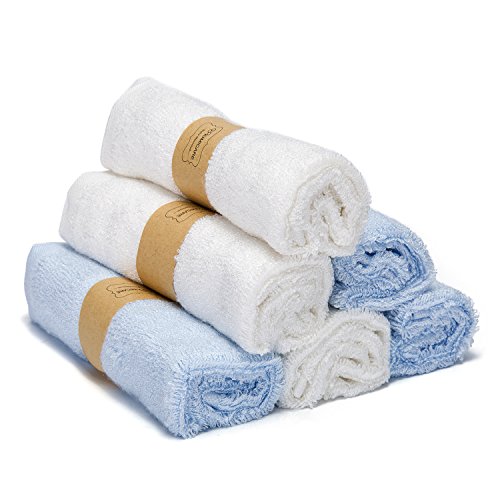Kimicare Bamboo Baby Washcloths - Premium Soft & Absorbent Towels for Baby Bath - Durable Organic Baby Wipes - Perfect Baby Shower Gift, 10