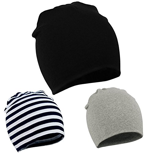 Zando Toddler Infant Baby Cotton Soft Cute Knit Kids Hat Beanies Cap A 3 Pack-Mix Color2