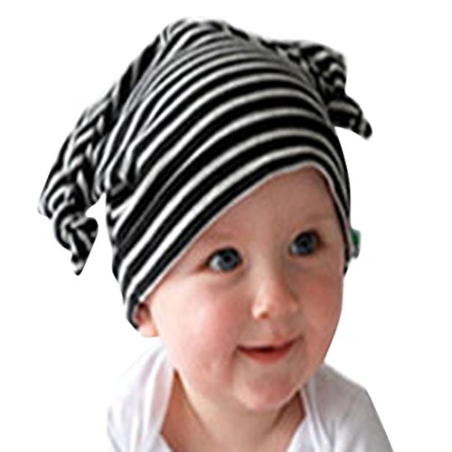 Baby Hat, Yasalu Toddler Long Ears Horn Knotted Beanie Baby Hat (black)