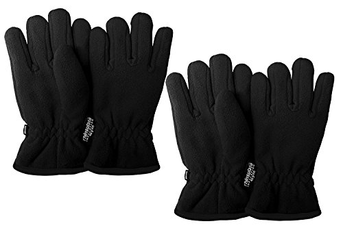 Peach Couture Warm & Cozy 2 Pack Kid's Fleece Gloves with Elastic Wrist Band (2 pk Black)