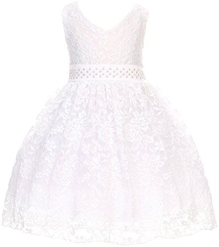 Flower Girl Dress V Neck Accented Spendax Lace for Baby & Infant White 12M S30.38H