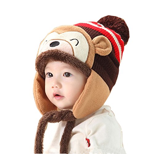 Knit Beanie Cap for Baby, Misaky Winter Warm Kids Girl Boy Ear Thick Hat (Coffee)