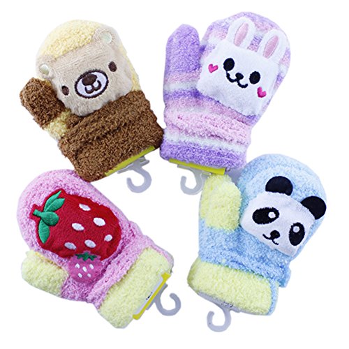 Cute Cartoon Pattern Baby Soft Mitten Kids Child Winter Warm Gloves Gift