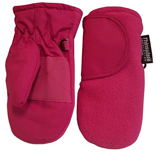 N'Ice Caps Baby Unisex Thinsulate and Waterproof Easy On Velcro Closing Mitten (1-2yrs, fuchsia solid)