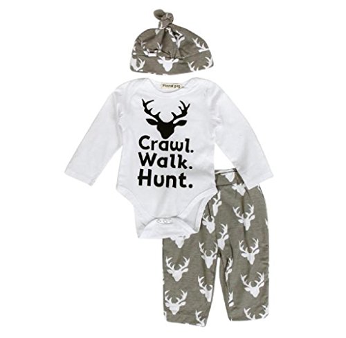 Baby Outfits Set,Sumilulu Infant Boys Girls Christmas Deer T-shirt Tops+Pants Clothes (0-3 Months)