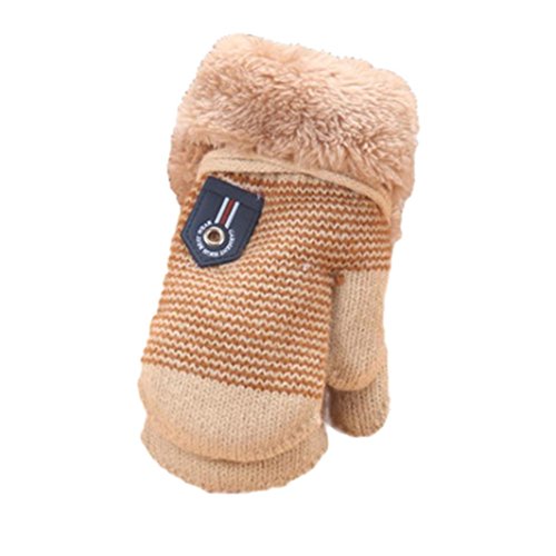 Anboo Lovely Thicken Infant Baby Kids Winter Warm Knitted Gloves (Beige)