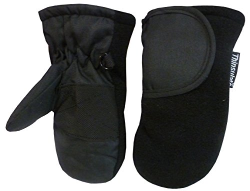 N'Ice Caps Baby Unisex Thinsulate and Waterproof Easy On Velcro Closing Mitten (1-2yrs, black solid)