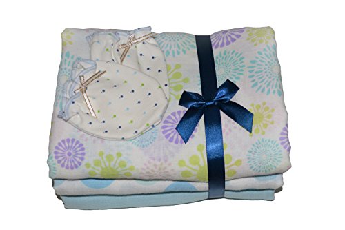 Set of 3, Beautiful Soft Baby Swaddles, With Complementary Bonus Mitts, Receiving Blankets, 47 x 47 inch, 100% Pure Cotton.