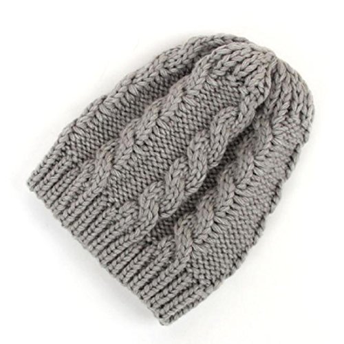 Baby Hat,Leegor Newborn Infant Knitting rosette Wool Twist Hat Soft Cap (Gray)