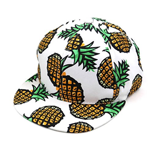 Mikey Store Unisex Pineapple Snapback Bboy Hat Adjustable Baseball Cap Hip-hop Hat (White)