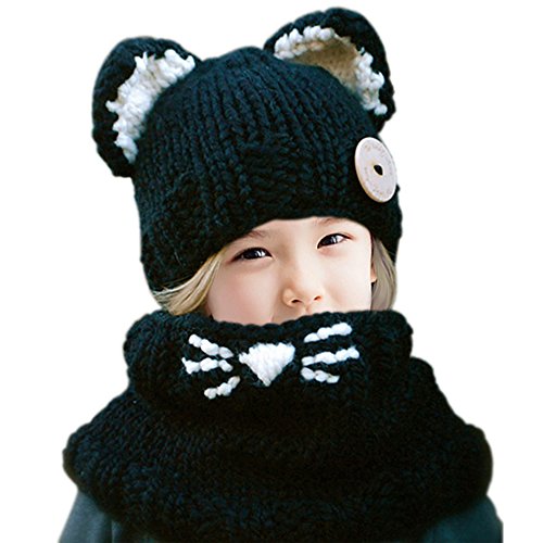 Jhua Baby Kids Warm Winter Beanies Knitted Caps Hooded Animal Ear Hat Scarves Beanie