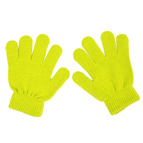 Tairacy Baby Boys Girls Gloves Winter Cute Solid Color Finger Point Stretch Knit Mittens (Yellow)