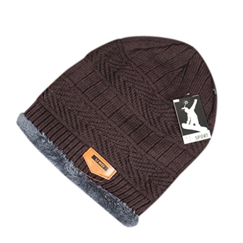 Mikey Store Crochet Wool Knit Beanie Beret Ski Ball Cap Baggy Winter Warm Hat (Brown)