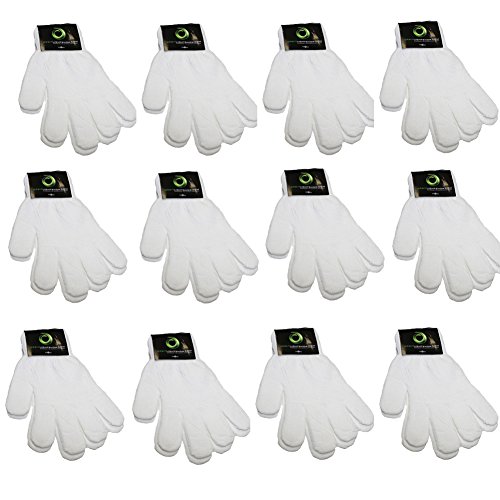 Children Warm Magic Gloves Toddler Winter Gloves Baby Girls Knit Gloves 12 Pack (2 to 6 years old) (Cream White)