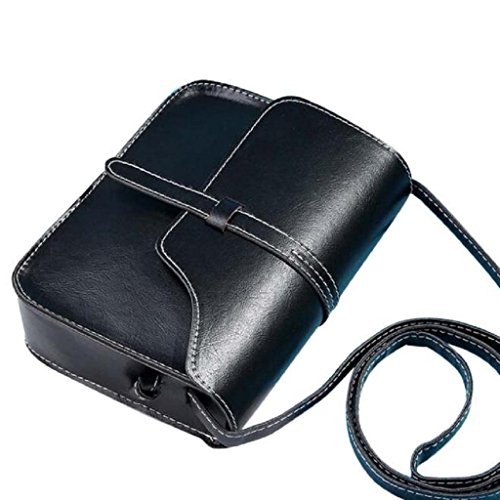 Laimeng,Vintage Purse Bag Leather Cross Body Shoulder Messenger Bag (Black)