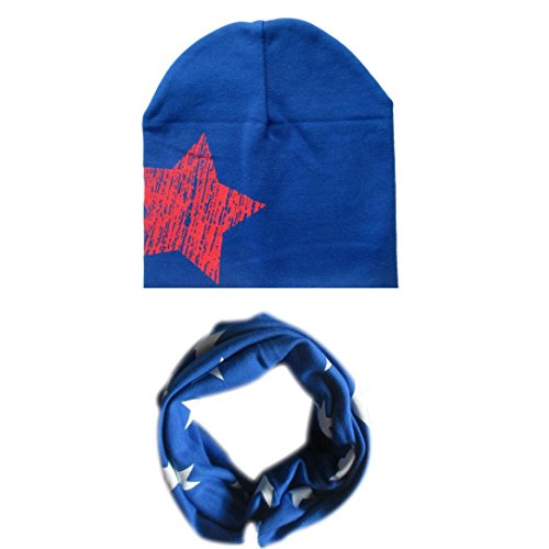 Mikey Store Baby Hat Scarf Boys Girls Infant Children Scarf Child Scarf Hats Caps (Blue)