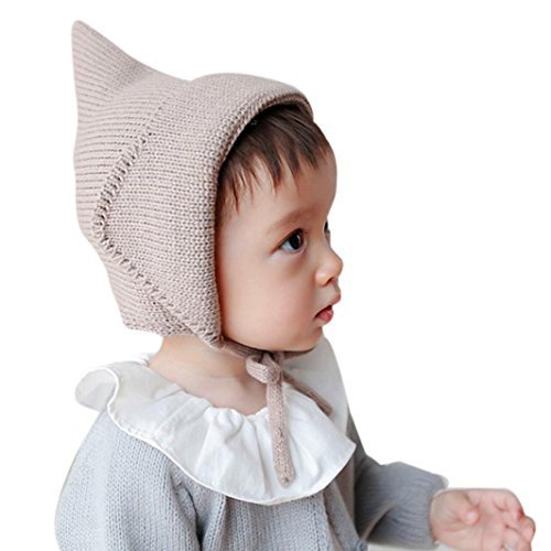 Baby Hat, Yasalu Autumn Winter Baby Knitted Crochet Solid Beanie Cap (coffee)