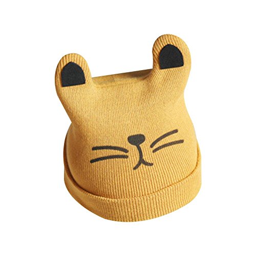 ZhiDa Toddler Infant Baby Cute Kitty Cat Kids Cotton Hat Beanies Cap (Yellow)