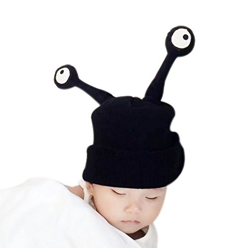 Ownmagi Children's Funny Cartoon Eyes Warm Cap Cute Insect Cap Baby Hat Rib Fabric(BK)
