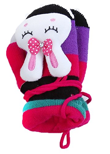 Wander Agio Kids Gloves For Baby Girls and Boys Cute Cartoon Rose Red Gloves Animals Pattern Rabbit