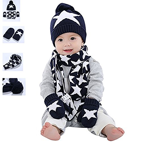 T&Z 3PCS Baby Toddler Child Kids Warm Knitted Cap Crochet Beanie Ear Flap Hat