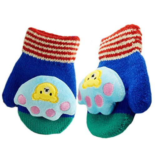 Smartlife Baby Girls Boys Super Warm Wool Yarn Knit Mittens Gloves for Kid 2-5 years (Paws)