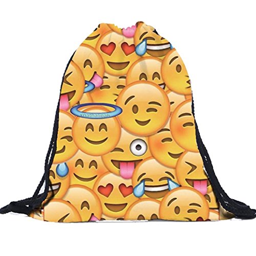 Backpack,Laimeng Unisex Emoji Backpacks 3D Printing Bags Drawstring Backpack