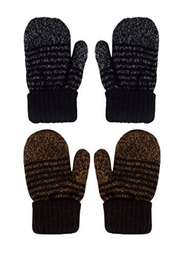 Peach Couture Toddlers Double Layer Insulated Warm Toddler Mittens Value 2 Pack Brown Black