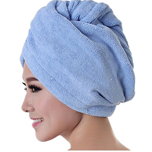 Mikey Store Microfiber Bath Towel Hair Dry Hat Cap Quick Drying Lady Bath Tool (Blue)