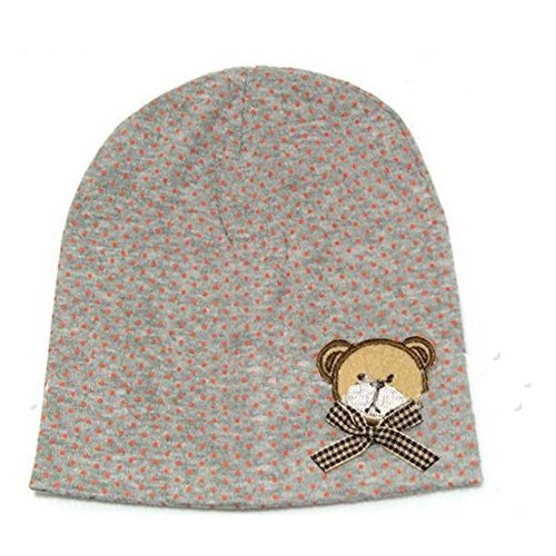 Baby Boys Girls Toddler Cute Bear Cotton Cap Bow Hat (Gray)