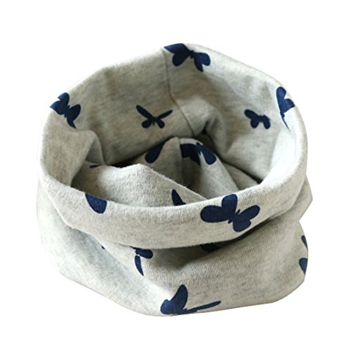 Fineshow Autumn Winter Boys Girls Baby Cotton Butterfly Pattern Ring Cotton Scarves Bibs (Gray)