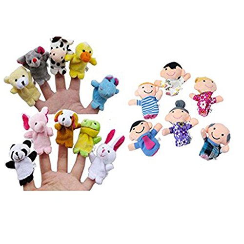 Finger Puppet Set,Elevin(TM) Baby Kid Child Boys Girls Cute 16PC Finger Puppets 10 Animals 6 People Family Members Educational Toy Game Toy Xmas Gift