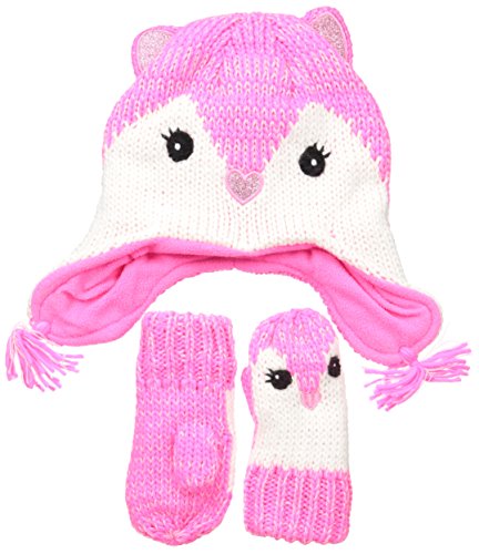The Children's Place Baby Animal Hat Scarf and Mitten Set, Fox/Neon Berry, Small/12-24 Months