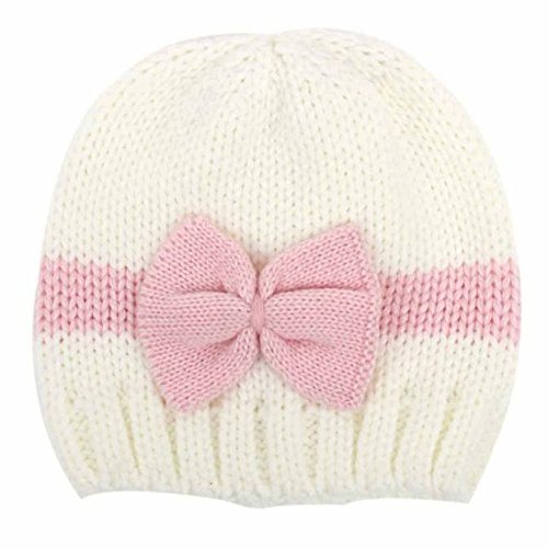 Baby Knitting Hat, Malltop Newborn Infant Soft Knit Wool Crochet Bow-knot caps For 0-1Y (White)