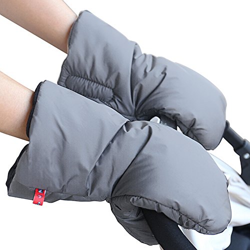 Mightyhand Extra Thick Stroller Hand Muff Winter Waterproof Anti-freezing Gloves for Parents and Caregivers (Gray)