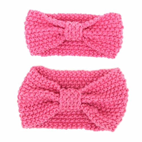 Hairband for Mom and Baby, Misaky Warm Elastic Crochet Knitted Headband (Pink)