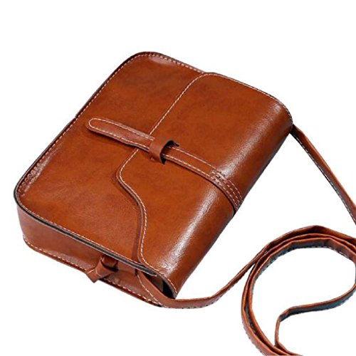 Laimeng,Vintage Purse Bag Leather Cross Body Shoulder Messenger Bag (Brown)