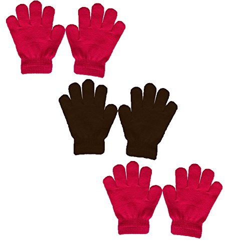 Peach Couture Children's Toddler Warm Winter Gloves and Mittens Value packs (One Size, Fuchsia Brown Fuchsia)