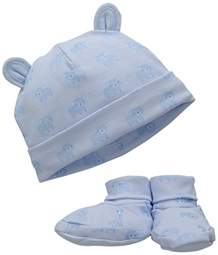 The Children's Place Boys' Hat and Booties Set, Baby Blue, 0-6 Months