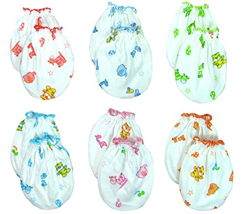 Lucky Lucky 6 Pairs Mix color Scratch Mittens Gloves Cotton Baby Newborn