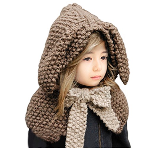 Jhua Baby Winter Hat Scarf with Rabbit Earflap Hood Scarves Warm Skull Cloak Caps for Winter Autumn